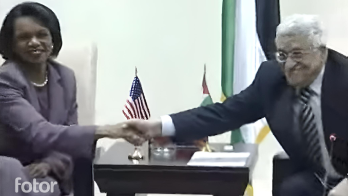 US Secretary of State Condoleezza Rice meets Abu Mazen on Feb 17, 2007. Youtube https://www.youtube.com/watch?v=2F_Jq_6xGCg