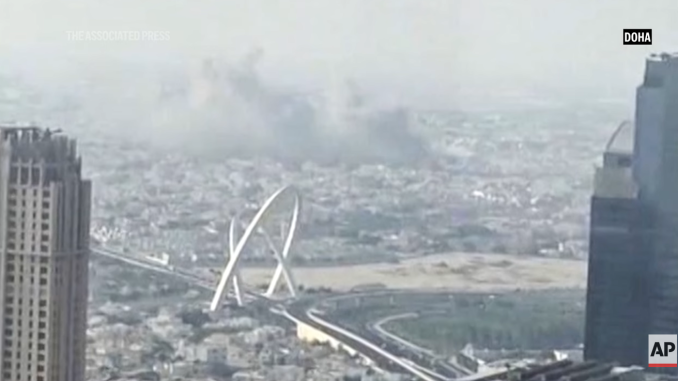 Israeli Attack on Qatar. Photo via Youtube https://www.youtube.com/watch?v=XmRsgEq4v9g [Resized]
