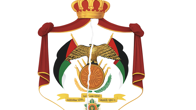 Original Image By Royal Hashemite court - https://kingabdullah.jo/en/page/about-jordan/coat-arms, Public Domain, https://commons.wikimedia.org/w/index.php?curid=142349679 [Alterated by AI]