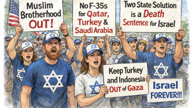 Pro Israel Protesters.  Image via AI