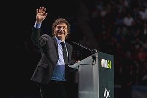 Javier Milei in May 2024. Photo by Vox España - https://www.flickr.com/photos/voxespana/53732400048/, CC0, https://commons.wikimedia.org/w/index.php?curid=148531060