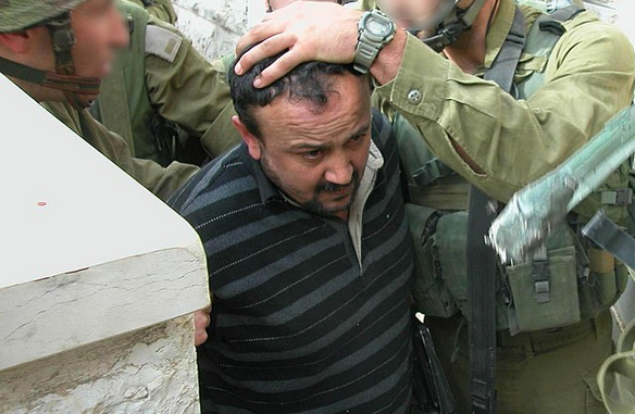 MARWAN BARGUTI CAPTURED BY IDF SOLDIERS IN RAMALLAH, DURING OPERATION "DEFENCE SHIELD".  By IDF Spokesperson's Unit, CC BY-SA 3.0, https://commons.wikimedia.org/w/index.php?curid=92442070 [Cropped]