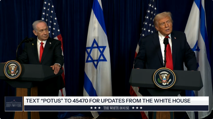 Pres. Trump and PM Netanyahu during Press Conference Dec. 29, 2025. Screengrab via Youtube