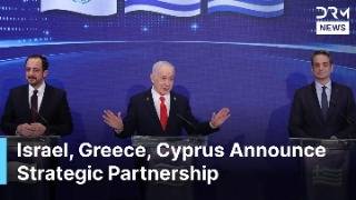 Israeli Prime Minister Benjamin Netanyahu delivers joint statements with Greek Prime Minister Kyriakos Mitsotakis and Cypriot President Nikos Christodoulides