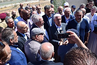 Interview after the funeral of Faruq Al-Qadumi with Abbas Zaki former representatives of the Palestine Liberation Organization (PLO) in Lebanon and member of the Central Committee of the F?ATEH.  Photo by ALKATEB - Own work, CC BY 4.0, https://commons.wikimedia.org/w/index.php?curid=170361040