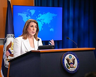 Spokesperson Tammy Bruce holds a press briefing at the Department of State in Washington, D.C., August 12, 2025. (By U.S. Department of State - https://www.flickr.com/photos/9364837@N06/54716951298/, Public Domain, https://commons.wikimedia.org/w/index.php?curid=172415919)