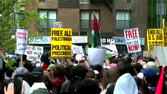 Pro-Palestinian protest at UCLA.  Screengrab via Youtube