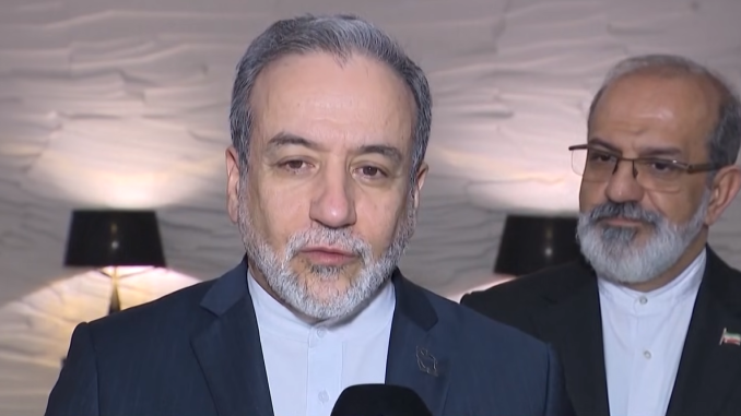 Iranian Foreign Minister Seyed Abbas Araghchi in Geneva for indirect talks with Iran. Screengrab via Youtube