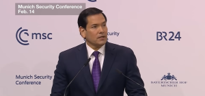 Sec. of State Marco Rubio at Munich Security Conference. Screengrab via Youtube