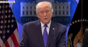 Pres. Trump gives press conference following announcement of SCOTUS ruling against his use of tariffs. Screengrab via Youtube. https://www.youtube.com/watch?v=SLU-8jMAoNI