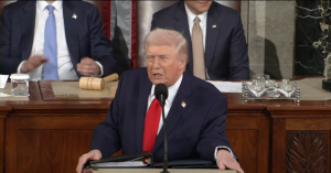 Trump speaks while giving the 2026 State of the Nation. Screengrab via Youtube