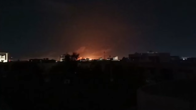 The Iraqi pro-Iranian group Saraya Awliya Al Dam claims responsibility for attacks on a U.S. base near Iraq's Erbil airport. Screengrab via Youtube