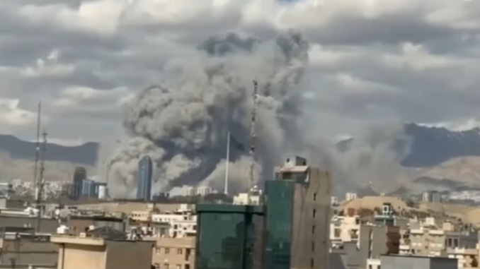 IDF strikes inside Tehran, Mar 1, 2026. Screengrab via Youtube. https://www.youtube.com/watch?v=BzzhGOJr0cU