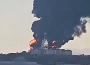 Iranian strike in Oman. Screengrab via Youtube