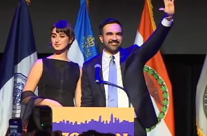 New York Mayor Zohran Mamdani and his wife Rama Duwaji. Screengrab via Youtube