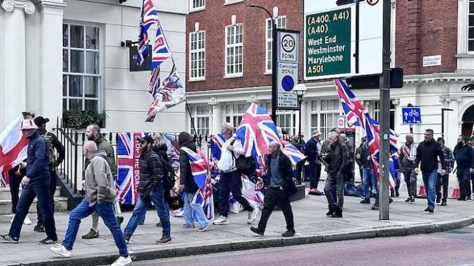 “Unite the Kingdom” protesters marching on Upper Woburn Place in London, APK, Creative Commons Attribution 4.0