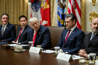 President Donald Trump alongside Defense Secretary Pete Hegseth, Secretary of State Marco Rubio, Commerce Secretary Howard Lutnick and Interior Secretary Doug Burgum during a Cabinet meeting at the White House, Dec. 2, 2025. Photo: Daniel Torok / Official White House Photo via Flickr / United States Government Work