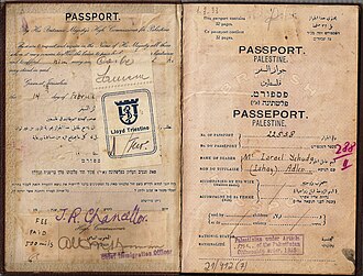 Palestinian Passport issued by British Colonial Office for Israel Yehuda in 1929.y Huddyhuddy - Own work, Public Domain, https://commons.wikimedia.org/w/index.php?curid=65315567