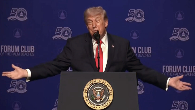 Trump outstretched arms.  Screengrab via Youtube