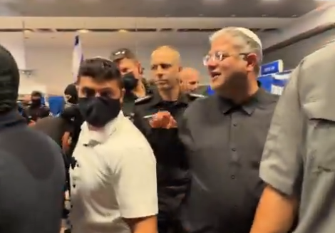 Min. Ben Gvir welcoming pro-Hamas activists whose flotilla expenditure was financed by Hamas. Screengrab via X