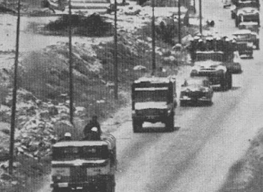 Syrian army military trucks enter Lebanon, marking beginning of the Syrian intervention in the Lebanese civil war and occupation of Lebanon by Syria,1976. Photo by Unknown author - http://j-spacetime.com/actual%20content/t17v1/PDF/2227-9490e-aprovr_e-ast17-1.2019.43.pdf, Public Domain, https://commons.wikimedia.org/w/index.php?curid=169252997 [Cropped]