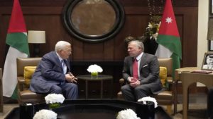 Jordanian King Abdullah II receives Palestinian Authority President Mahmoud Abbas at Al Husseiniya Palace, Amman, Jordan, July 24, 2019. (Photo: Royal Hashemite Court)