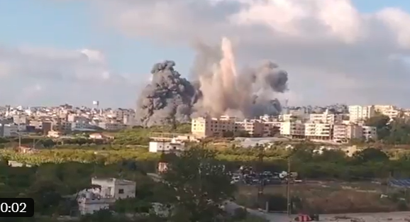 Israeli strike in Tyre in recent days. Screengrab via Youtube