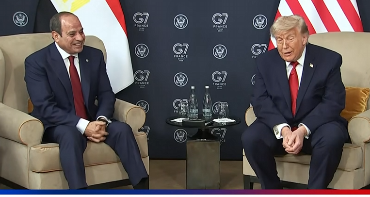 Trump meets with Egyptian Pres. Sisi at G7 on June 17, 2026.  Screengrab via Youtube