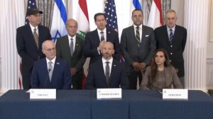 Announcement of Lebanese Peace Deal. Screengrab via Youtube