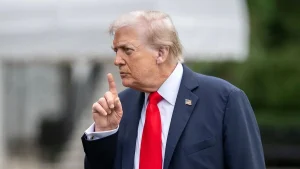 President Donald Trump speaks with members of the press at the White House, Sept. 15, 2025. Harrison Koeppel / Official White House Photo via Flickr / United States Government Work