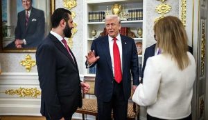 Ahmed al-Sharaa with U.S. President Donald Trump at the White House, Donald Trump, Public domain