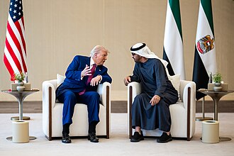 Donald Trump state visit to the United Arab Emirates, 2025-05-15.  Photo by The White House - https://www.flickr.com/photos/202101414@N05/54523752958/, Public Domain, https://commons.wikimedia.org/w/index.php?curid=165395227