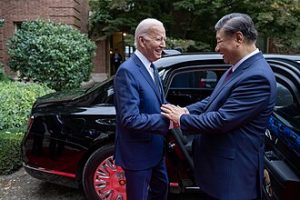 President Joe Biden bids farewell to President of the People’s Republic of China Xi Jinping, Wednesday, November 15, 2023, after their meeting at the Filoli Estate in Woodside, California. Photo by Adam Schultz. The White House - https://www.flickr.com/photos/191819781@N02/53397881101/, Public Domain, https://commons.wikimedia.org/w/index.php?curid=143438534