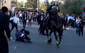 Haredi protests over proposed Draft Law legislation. Screengrab via Youtube.