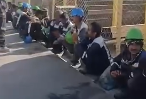 Iranian miners strike following three months without pay. Screengrab via Social Media.