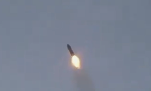 Iran firing missiles at Bahrain and Qatar over the weekend.  Screengrab via Social Media.