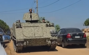 LAF forces deploy to southern Lebananese areas after Israeli withdrawal from the pilot area following agreement brokered by the US.  Screengrab via Youtube.