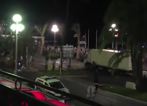 "[B]y launching barbaric jihadist attacks -- such as Bataclan, Charlie Hebdo, London, Madrid, Barcelona, Brussels, Berlin, or the July 14 Nice attacks -- radical Islamists in fact aim to induce hostility toward Muslims and provoke a clash between Muslims and non-Muslims, to motivate Muslims to separate from their non-Muslim environment and de-assimilate." — Alexandre del Valle. Pictured: The scene of a terror attack in Nice, France on July 14, 2016, the deadliest attack in the history of France in which the Islamic State group used a truck to mow down spectators on the Promenade des Anglais as they watched the Bastille Day fireworks display. The attack claimed the lives of 86 people, while injuring hundreds more. Screengrab via Youtube.