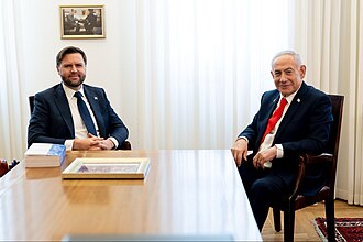 Vice President Vance meets with Israeli Prime Minister Benjamin Netanyahu and President Isaac Herzog to discuss the Gaza Peace Deal. Photo by JD Vance - https://x.com/VP/status/1981350131887722778, Public Domain, https://commons.wikimedia.org/w/index.php?curid=177285667