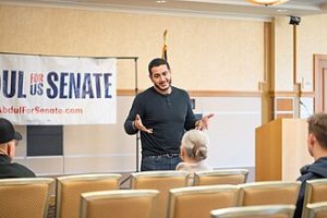 US Senate candidate for michigan Abdul El-Sayed meets voters at Michigan Technological University. October 22, 2025. Phot by Conlan Houston - https://www.flickr.com/photos/197161005@N08/54882386231/, CC BY-SA 4.0, https://commons.wikimedia.org/w/index.php?curid=177428646