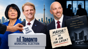 Olivia Chow, Brad Bradford, and Chris Alexander. Image via AI.