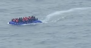 Migrants crossing English Channel. Screengrab via Youtube.
