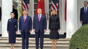 President Donald Trump and first lady Melania Trump stand next to Chinese President Xi Jinping and Chinese first lady Peng Liyuan on Thursday, Sept. 24, 2026. This is Xi's second state visit to the U.S., first visit to the White House and second summit with the U.S. president in less than six months. Photo: Sarah Roderick-Fitch / The Center Square